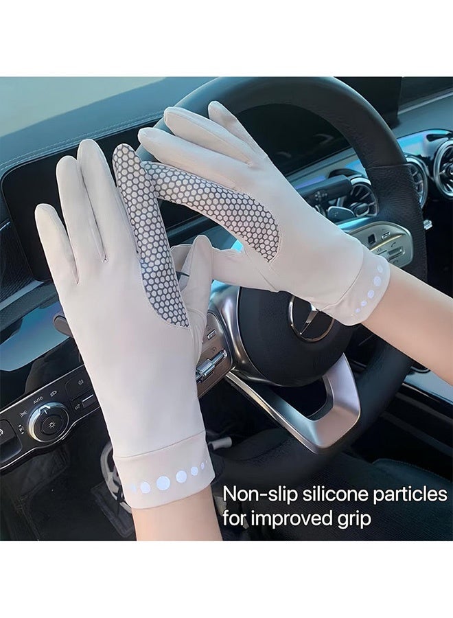 2 زوج من القفازات النسائية UPF 50+ المقاومة للأشعة فوق البنفسجية باللون الوردي البيج القابلة للتنفس وسريعة الجفاف والمضادة للانزلاق وخفيفة الوزن للقيادة وركوب الدراجات والجولف والمشي لمسافات طويلة والأنشطة اليومية في الهواء الطلق - Image 3